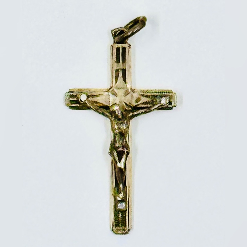Vintage Sterling Silver Crucifix Cross Pendant Charm 1”X.5”
